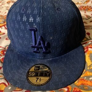 New Era Los Angeles Dodgers fitted cap with embroidered LA print all over